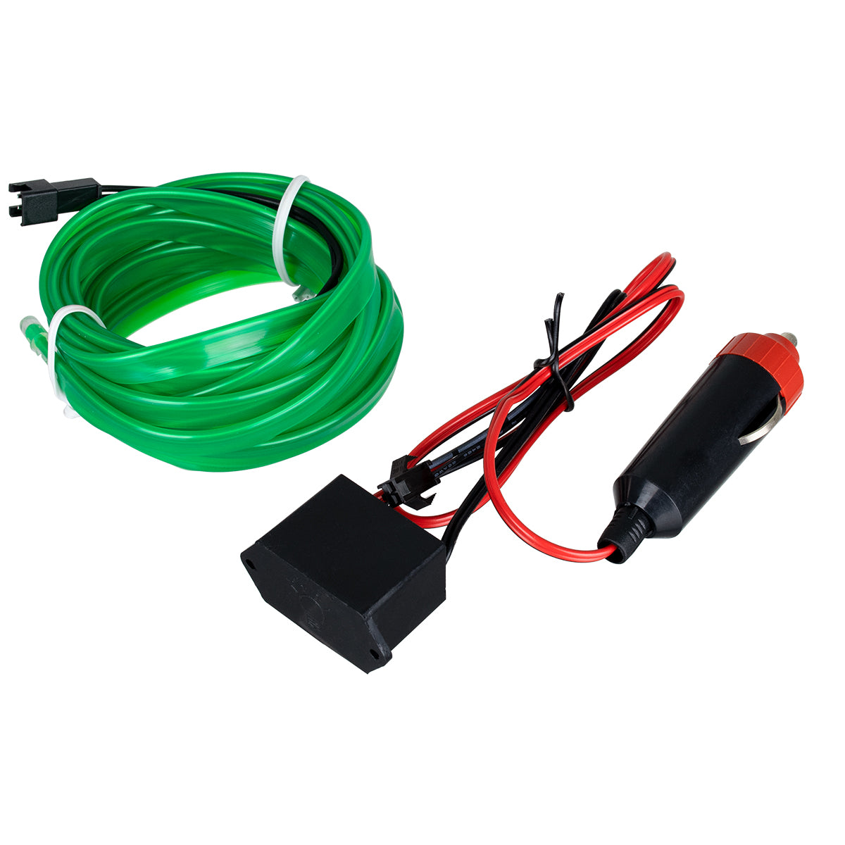 82209 TUBE 360° Degree Διακοσμητική EL-Wire Neon Αυτοκινήτου Κορδόνι ΣΕΤ 3m 1W/3m 30lm/m 360° DC 12V με Βύσμα Αναπτήρα Αυτοκινήτου Αδιάβροχη IP68 Πράσινο