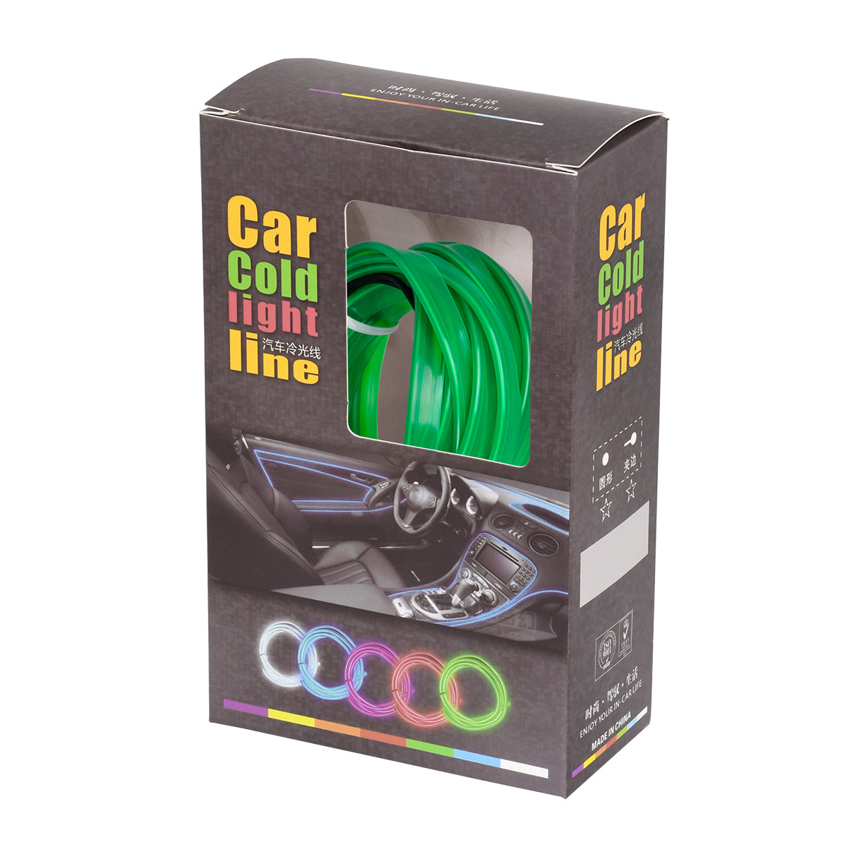 82209 TUBE 360° Degree Διακοσμητική EL-Wire Neon Αυτοκινήτου Κορδόνι ΣΕΤ 3m 1W/3m 30lm/m 360° DC 12V με Βύσμα Αναπτήρα Αυτοκινήτου Αδιάβροχη IP68 Πράσινο