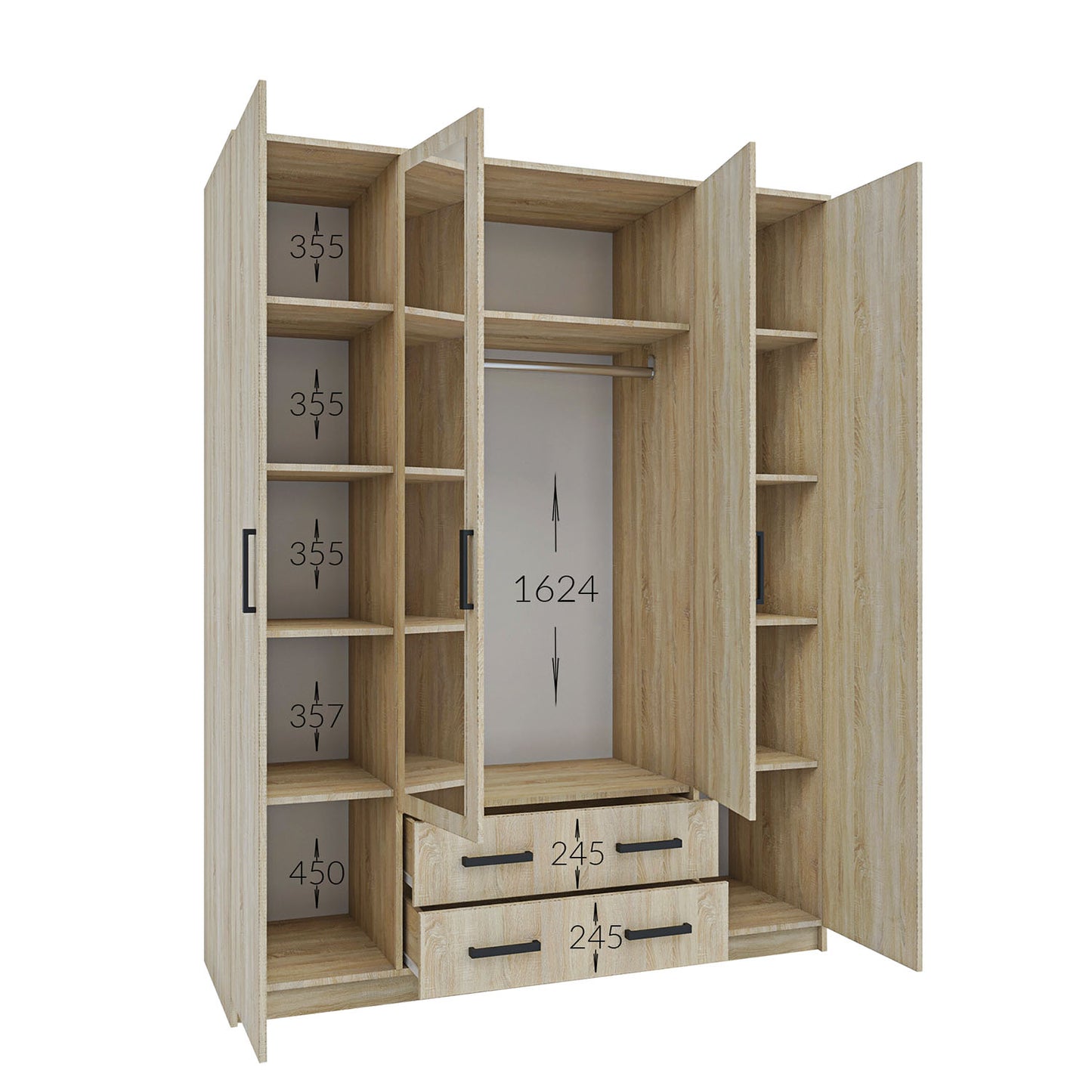 Ντουλάπα Τετράφυλλη Simple Σονόμα 160x52x205