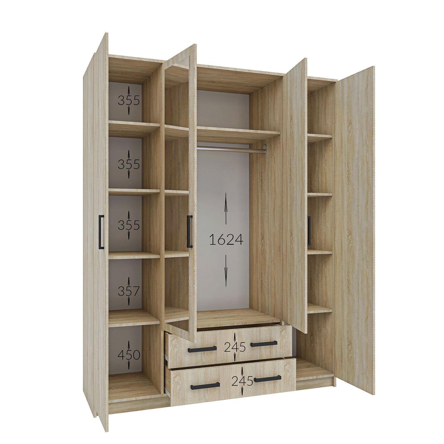 Ντουλάπα Τετράφυλλη Simple Σονόμα 160x52x205