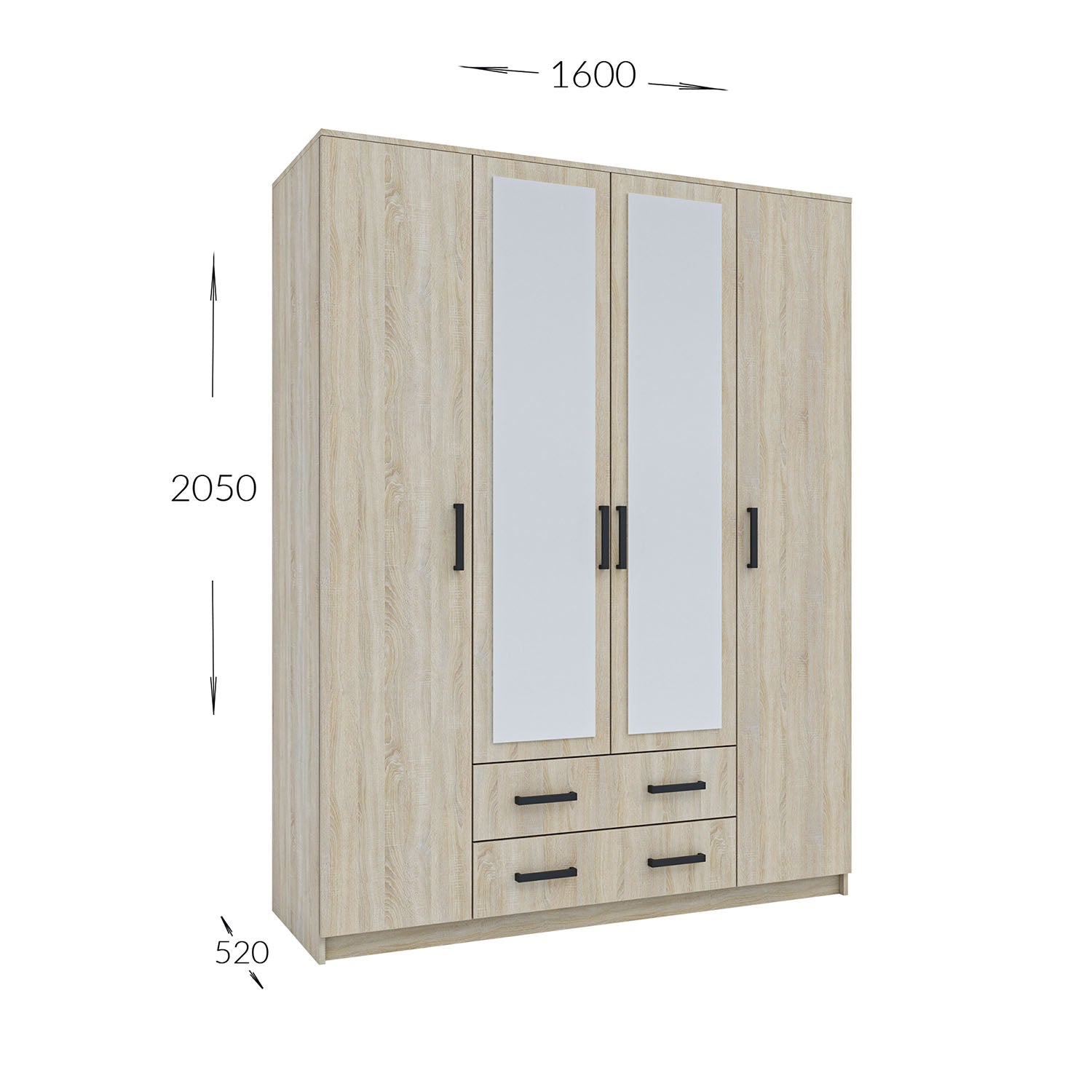 Ντουλάπα Τετράφυλλη Simple Σονόμα 160x52x205