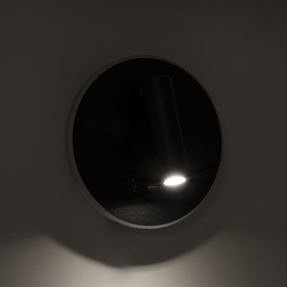 LADY-R 60938 Μοντέρνο Φωτιστικό Τοίχου - Απλίκα Ξενοδοχείου Reading Light με Φορτιστή USB 3A LED 6W 600lm 36° & 360° AC 220-240V IP20 Φυσικό Λευκό 4500K - Bridgelux COB Chip & TÜV SÜD Driver - Μαύρο Ματ - Μ15 x Π15 x Υ7