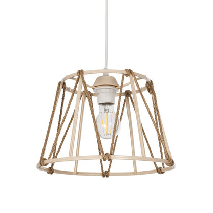 JUTE 203-0092 Μοντέρνο Κρεμαστό Φωτιστικό Οροφής με Ντουί 1 x E27 AC 220-240V IP20 - Μπεζ - Μ30 x Π30 x Υ23