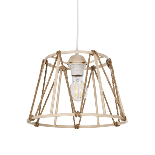 JUTE 203-0092 Μοντέρνο Κρεμαστό Φωτιστικό Οροφής με Ντουί 1 x E27 AC 220-240V IP20 - Μπεζ - Μ30 x Π30 x Υ23