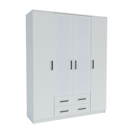 Ντουλάπα Τετράφυλλη Simple Λευκή 160x52x205