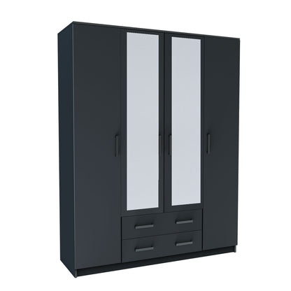 Ντουλάπα Τετράφυλλη Simple Γραφίτης 160x52x205