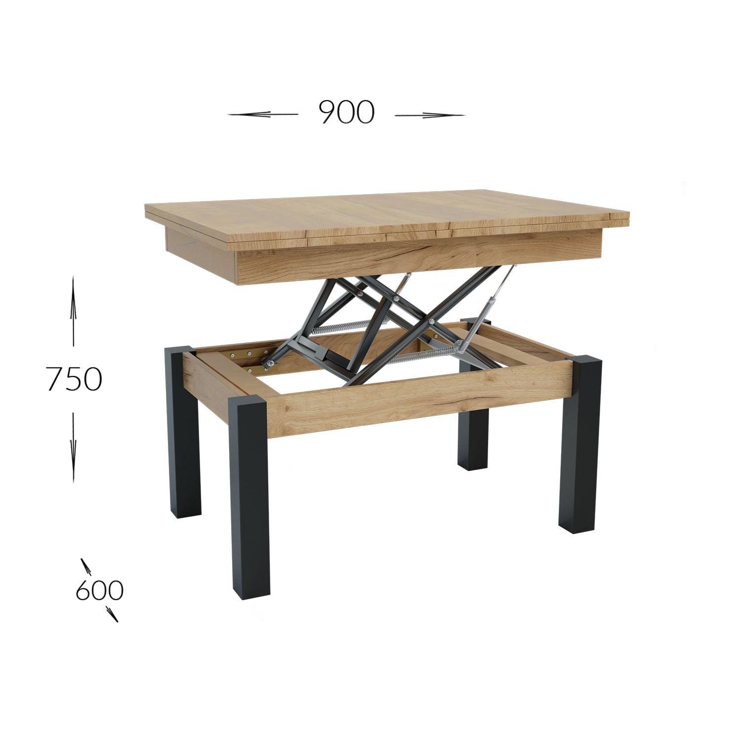 Τραπέζι Σαλονιού Transformer Χρυσό Δρυς 90x60x50