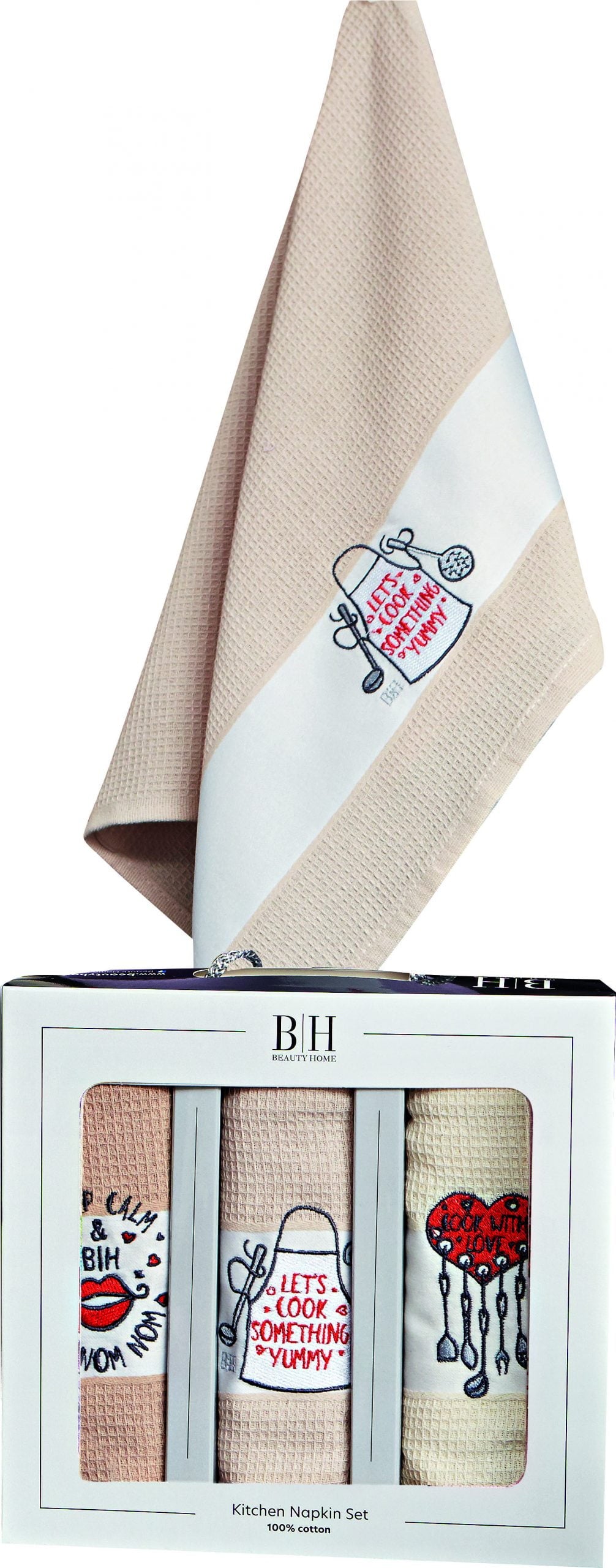 Ποτηρόπανα Σετ 3 Τμχ Cook Art 8286 40x60εκ Μπεζ