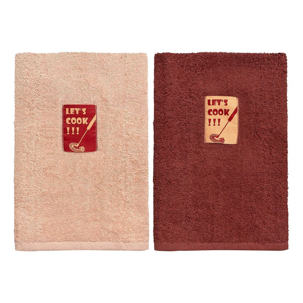 Ποτηρόπανα Σετ 2 Τμχ Art 8289 40x60εκ Μπεζ/Μόκα