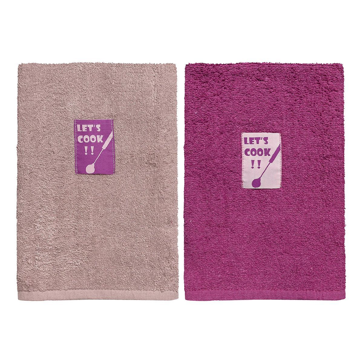 Ποτηρόπανα Σετ 2 Τμχ Art 8292 40x60εκ Σάπιο Μήλο/Φουξ