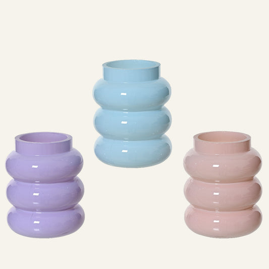 Βαζάκι Γυάλινο με Δαχτυλίους 7x7x8 Λιλά