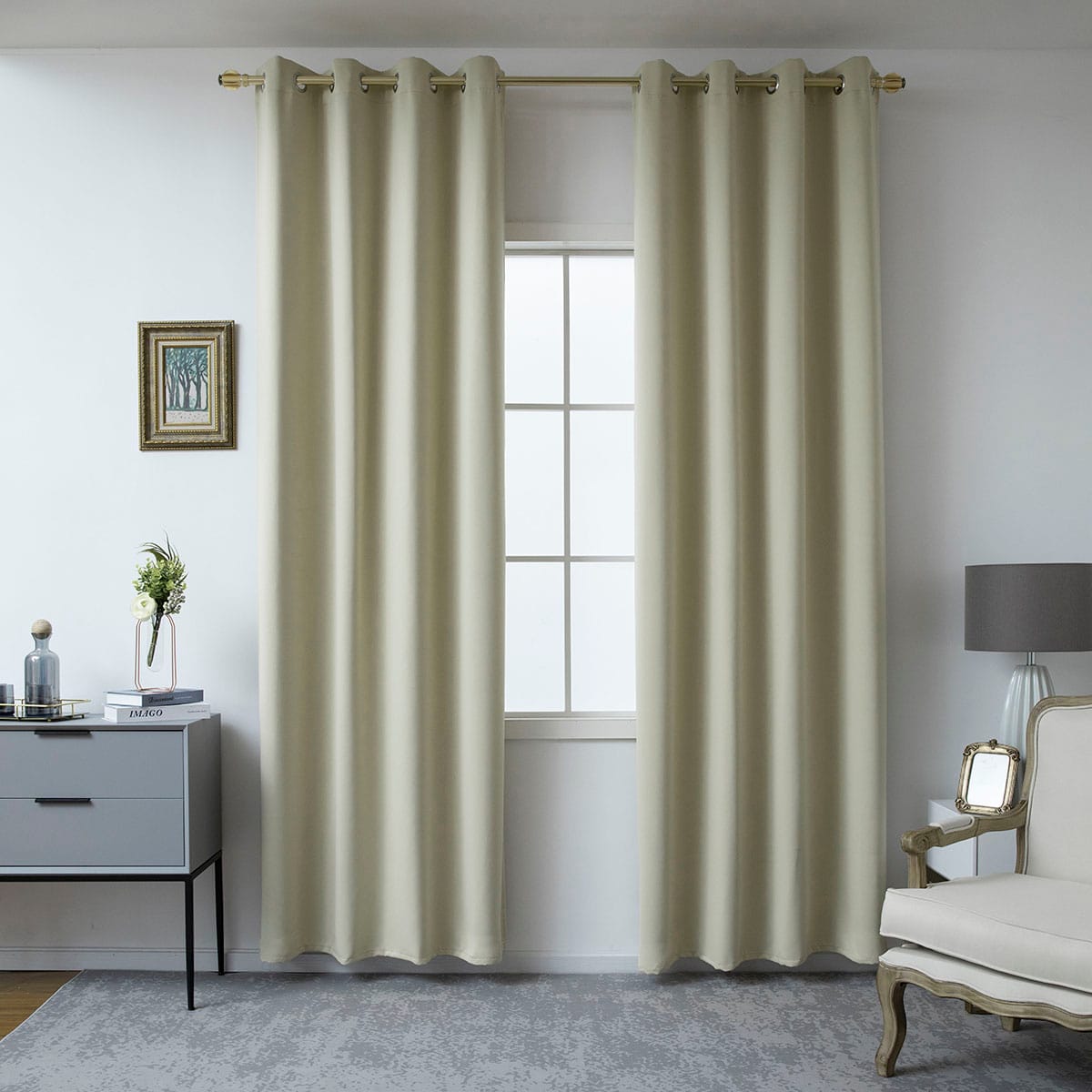 Κουρτίνα Blackout Σκίασης με 8 Κρίκους Ideal Art 8400 140x270εκ Μπεζ