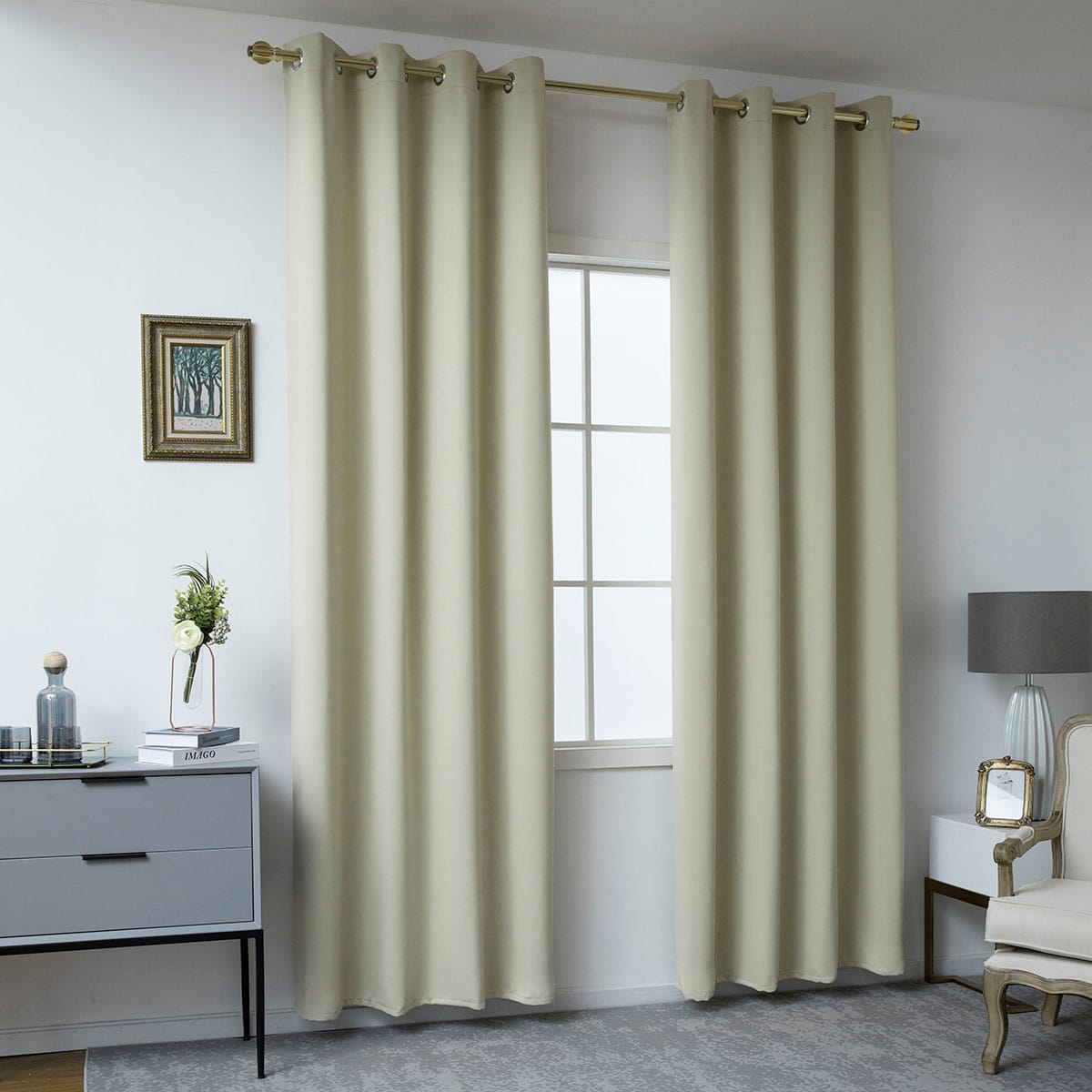 Κουρτίνα Blackout Σκίασης με 8 Κρίκους Ideal Art 8400 140x270εκ Μπεζ