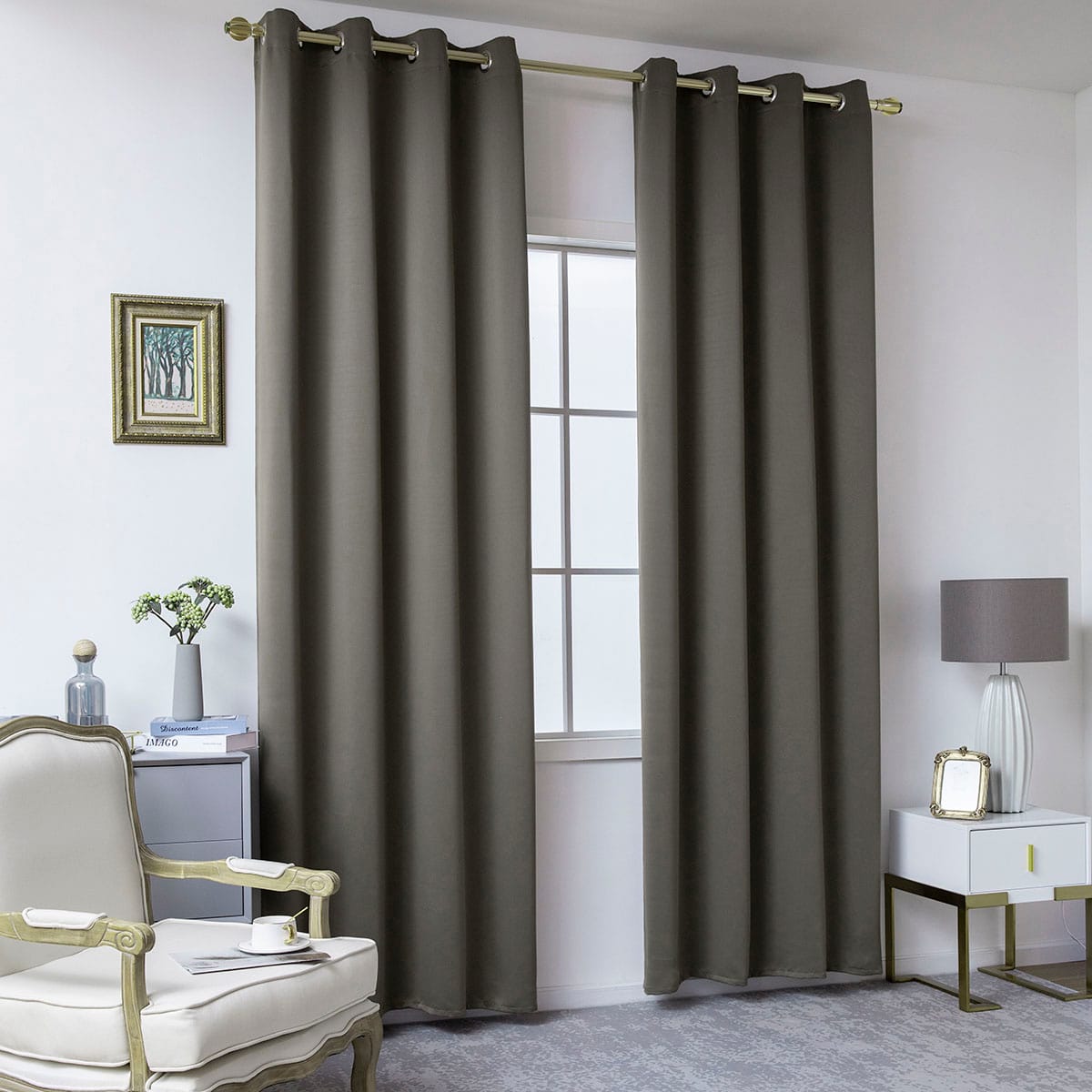 Κουρτίνα Blackout Σκίασης με 8 Κρίκους Ideal Art 8400 140x270εκ Καφέ