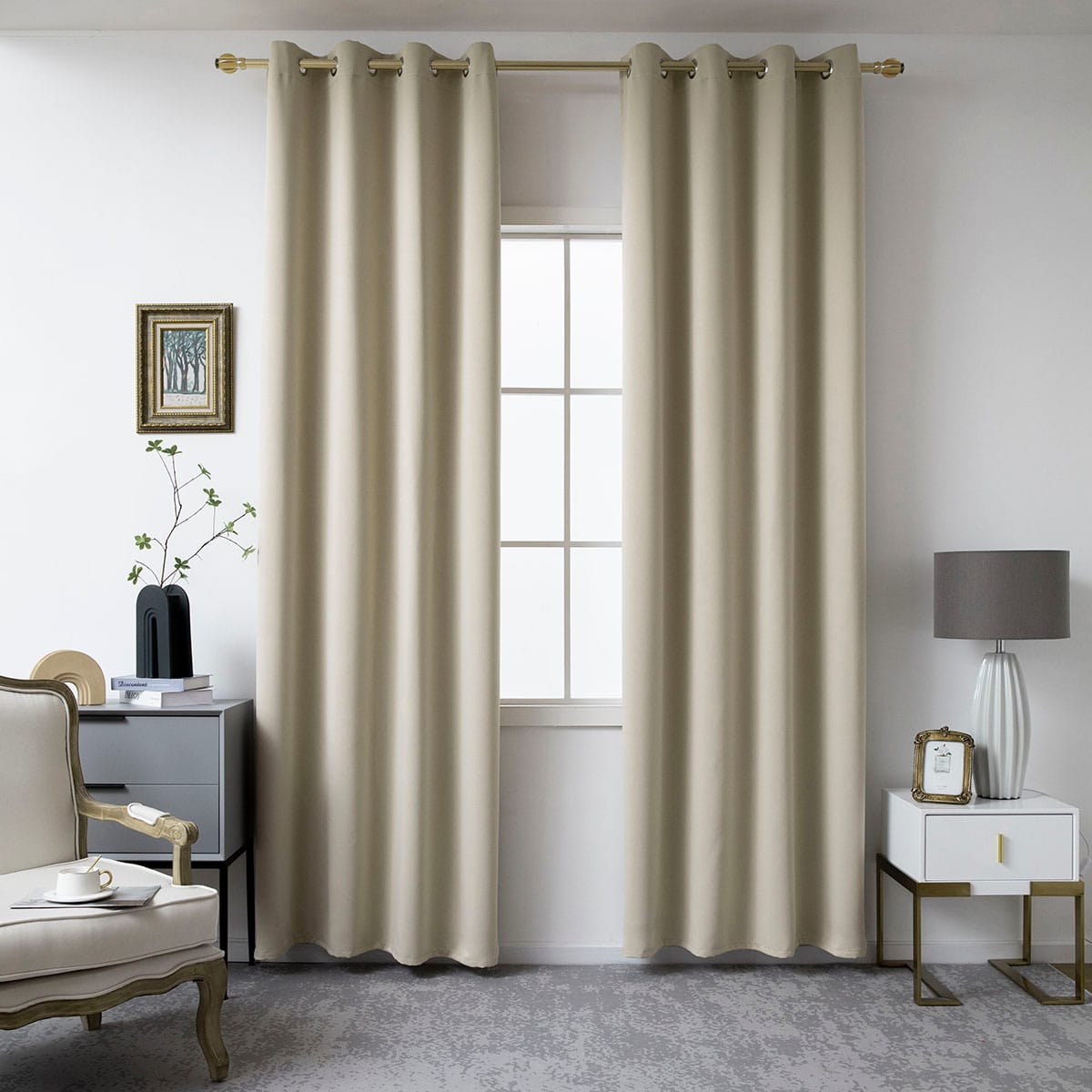 Κουρτίνα Blackout Σκίασης με 8 Κρίκους Ideal Art 8400 140x270εκ Άμμου