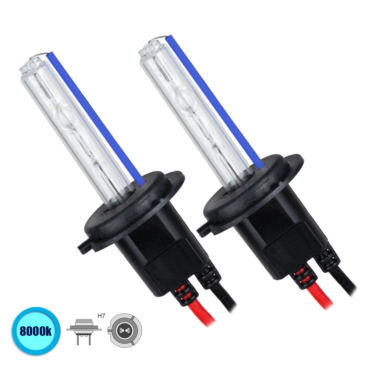 HID 84014 Λάμπα Xenon H7 Super Vision Υψηλής Φωτεινότητας +30% 35W/70W 3500lm/7000lm 360° DC 12-24V Αδιάβροχο IP65 Ultra Ψυχρό Λευκό 8000K - Μ3.4 x Π3.4 x Υ7.1 - Πακέτο 2 Τεμαχίων