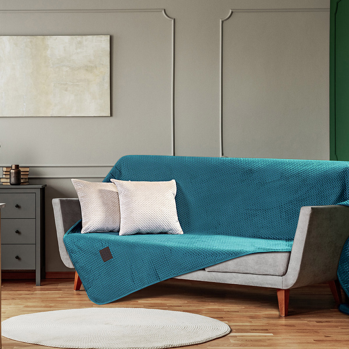 Ριχτάρι Τριθέσιο Velvety Art 8413 180x300εκ Πετρόλ