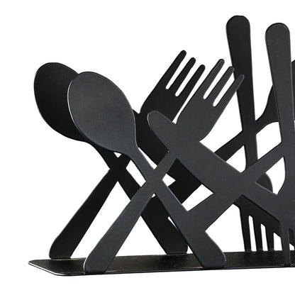 Cutlery Napkin Holder Metal Black 14x5x10