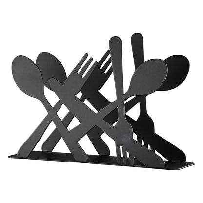 Cutlery Napkin Holder Metal Black 14x5x10