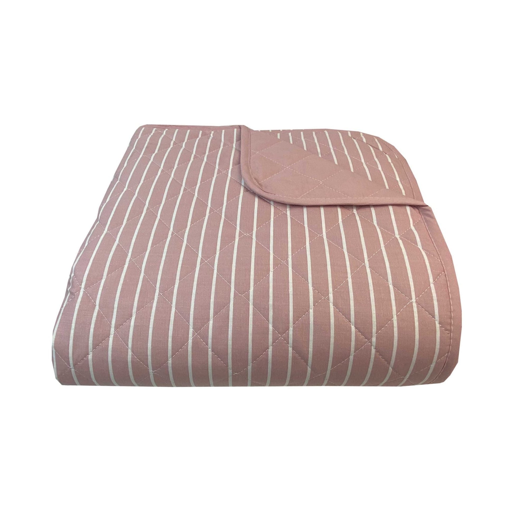 Κουβερλί Υπέρδιπλα 220x240εκ Stripe Dusty Rose