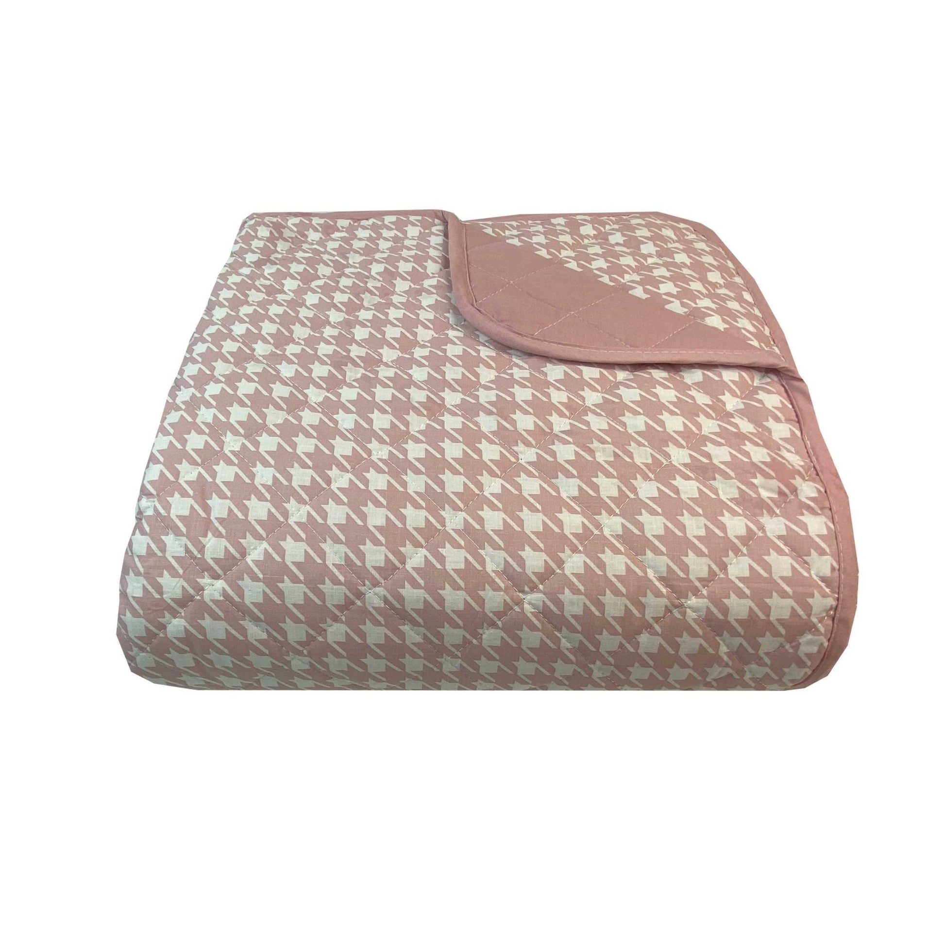Κουβερλί Υπέρδιπλα 220x240εκ Pied de Poule Dusty Rose