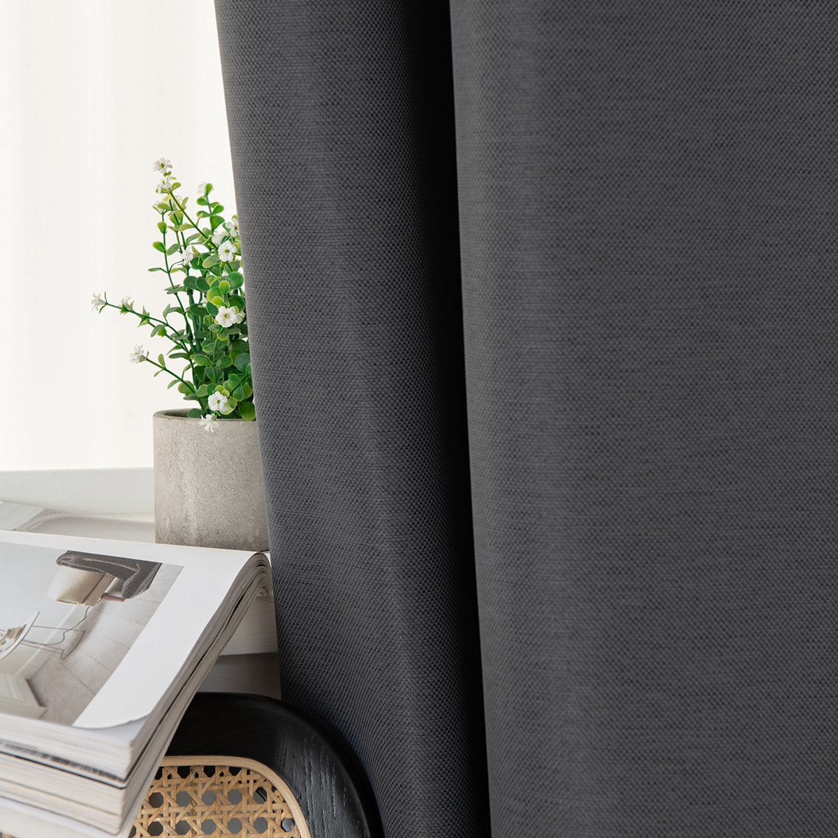 Ύφασμα Κουρτίνας με το Μέτρο Blackout Jacquard Σκίασης Glare Art 8444 Φ280 Ανθρακί