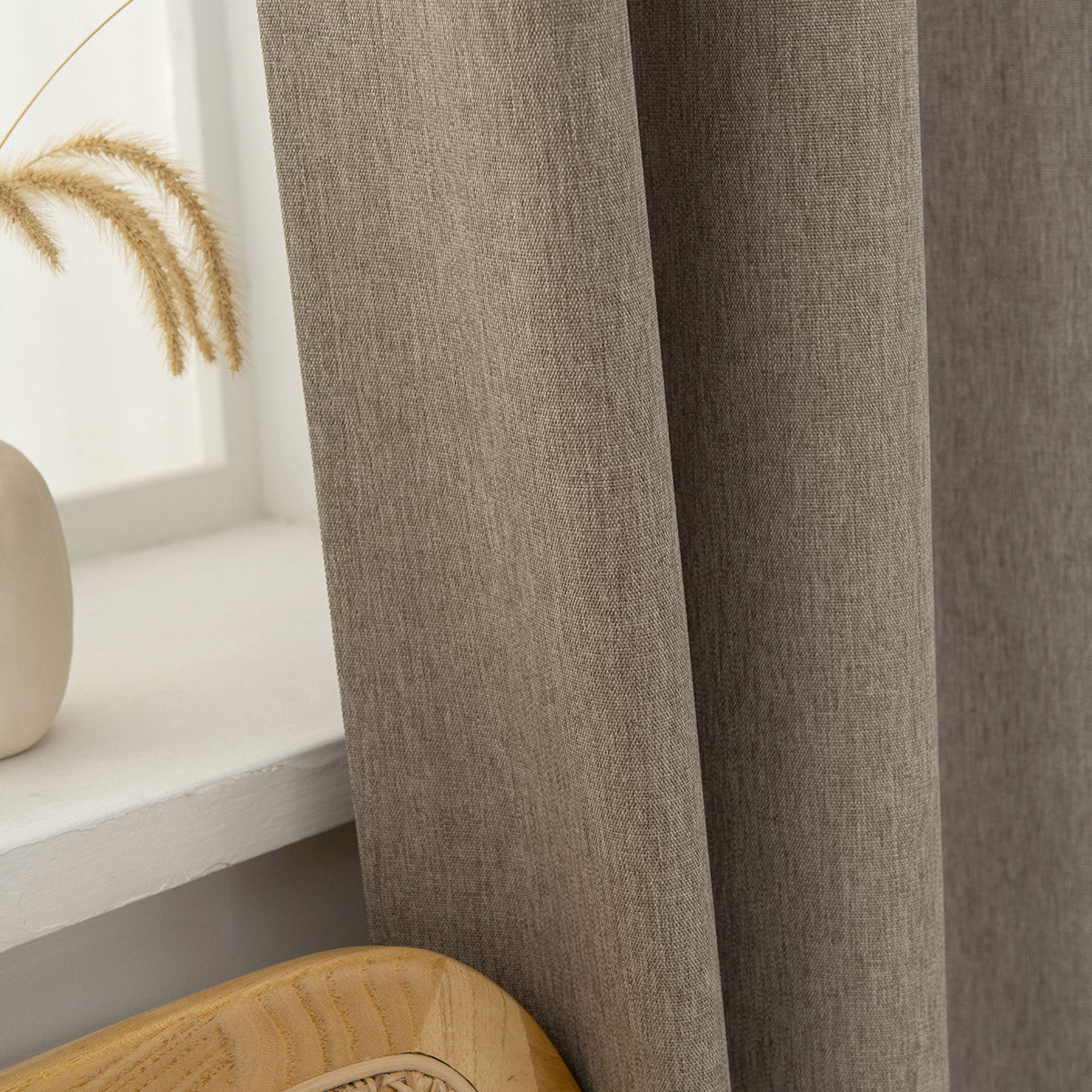 Κουρτίνα Μεσαίας Σκίασης με 8 Μεταλλικούς Κρίκους Illusion Art 8445 140x270εκ Χακί