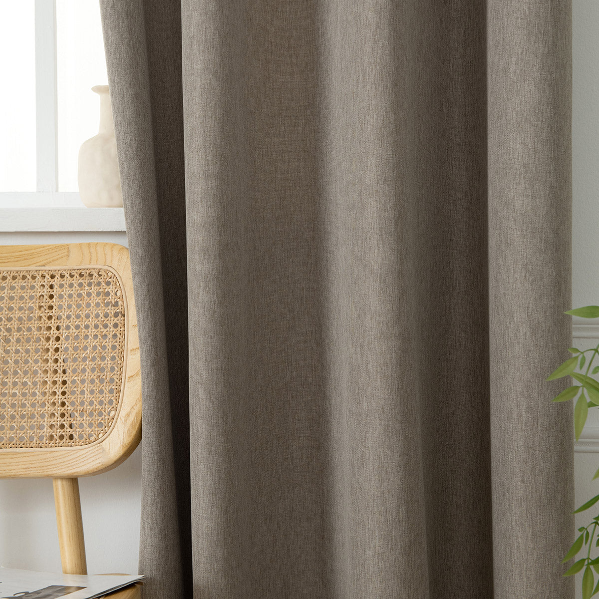 Κουρτίνα Μεσαίας Σκίασης με 8 Μεταλλικούς Κρίκους Illusion Art 8445 140x270εκ Χακί