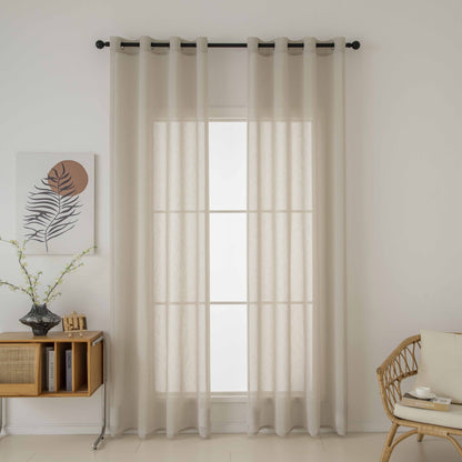 Κουρτίνα Γάζα Μονόχρωμη με 8 Μεταλλικούς Κρίκους Fit Art 8447 140x270εκ Μπεζ