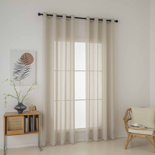 Κουρτίνα Γάζα Μονόχρωμη με 8 Μεταλλικούς Κρίκους Fit Art 8447 140x270εκ Μπεζ