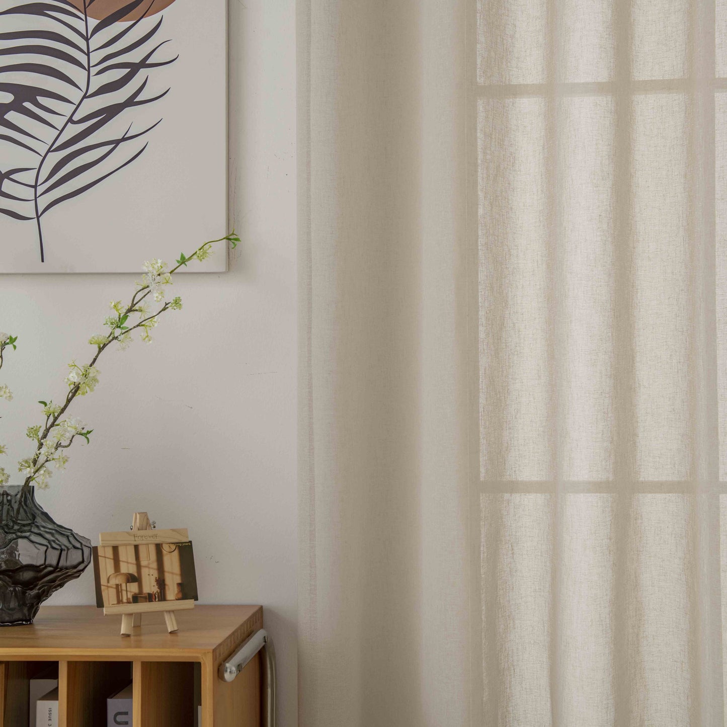 Κουρτίνα Γάζα Μονόχρωμη με 8 Μεταλλικούς Κρίκους Fit Art 8447 140x270εκ Μπεζ