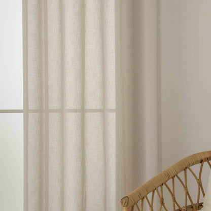 Κουρτίνα Γάζα Μονόχρωμη με 8 Μεταλλικούς Κρίκους Fit Art 8447 140x270εκ Μπεζ