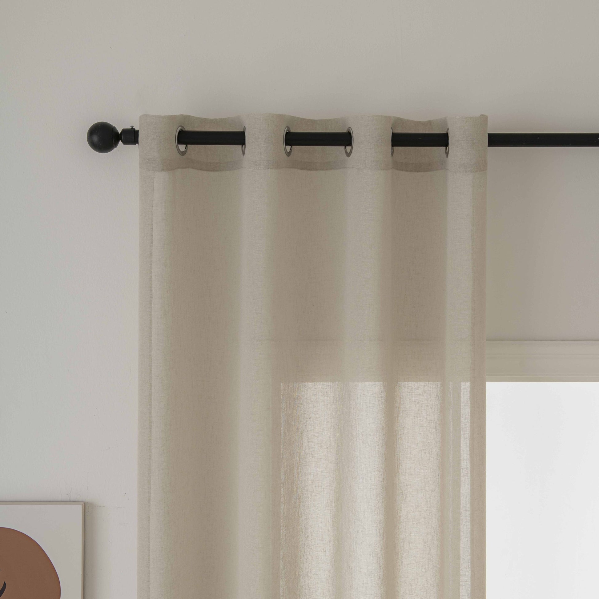 Κουρτίνα Γάζα Μονόχρωμη με 8 Μεταλλικούς Κρίκους Fit Art 8447 140x270εκ Μπεζ