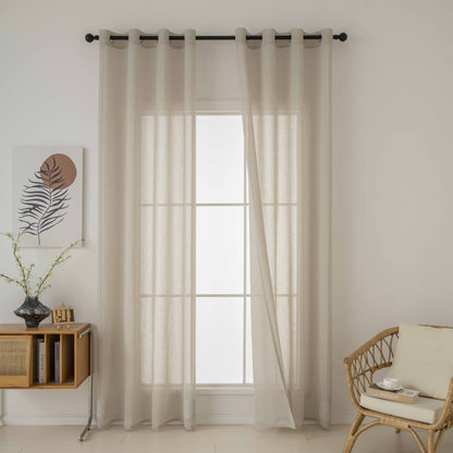 Κουρτίνα Γάζα Μονόχρωμη με 8 Μεταλλικούς Κρίκους Fit Art 8447 140x270εκ Μπεζ