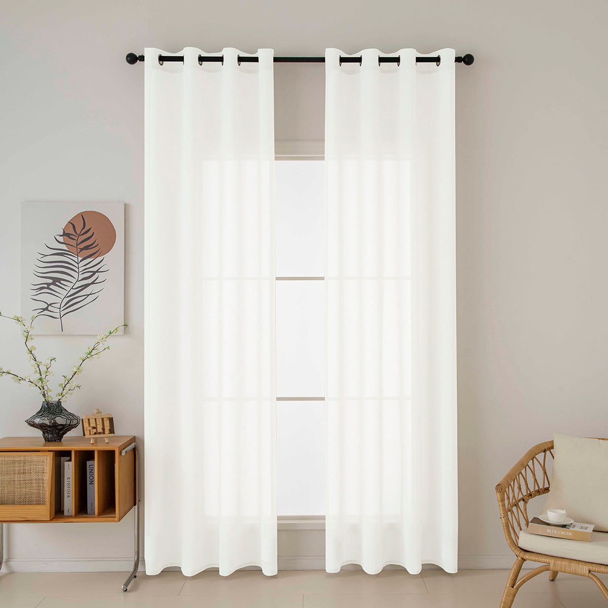 Κουρτίνα Γάζα Μονόχρωμη με 8 Μεταλλικούς Κρίκους Fit Art 8447 140x270εκ Εκρού