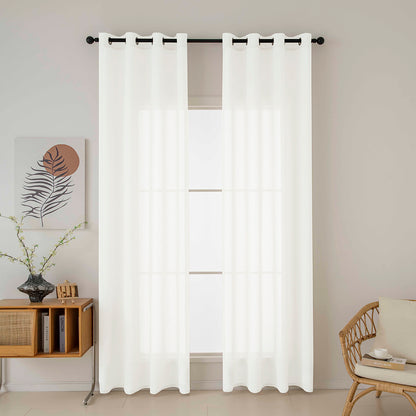Κουρτίνα Γάζα Μονόχρωμη με 8 Μεταλλικούς Κρίκους Fit Art 8447 140x270εκ Εκρού
