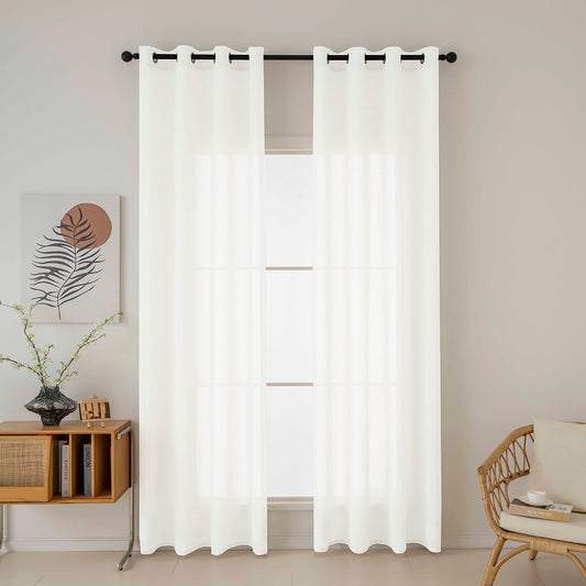 Κουρτίνα Γάζα Μονόχρωμη με 8 Μεταλλικούς Κρίκους Fit Art 8447 140x270εκ Εκρού