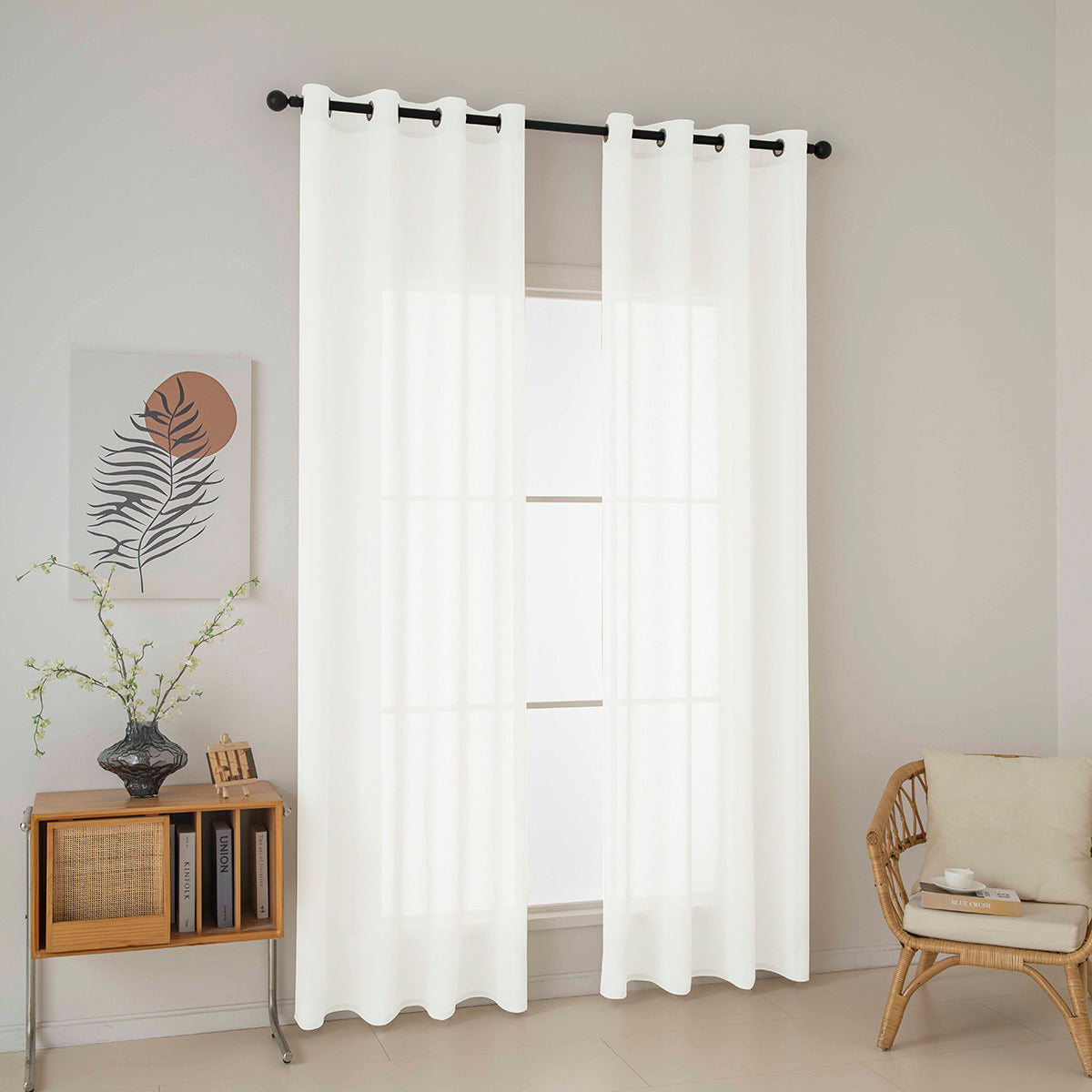 Κουρτίνα Γάζα Μονόχρωμη με 8 Μεταλλικούς Κρίκους Fit Art 8447 140x270εκ Εκρού