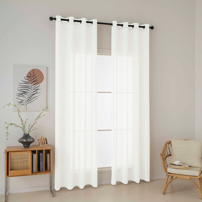 Κουρτίνα Γάζα Μονόχρωμη με 8 Μεταλλικούς Κρίκους Fit Art 8447 140x270εκ Εκρού