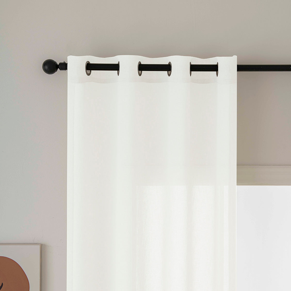 Κουρτίνα Γάζα Μονόχρωμη με 8 Μεταλλικούς Κρίκους Fit Art 8447 140x270εκ Εκρού
