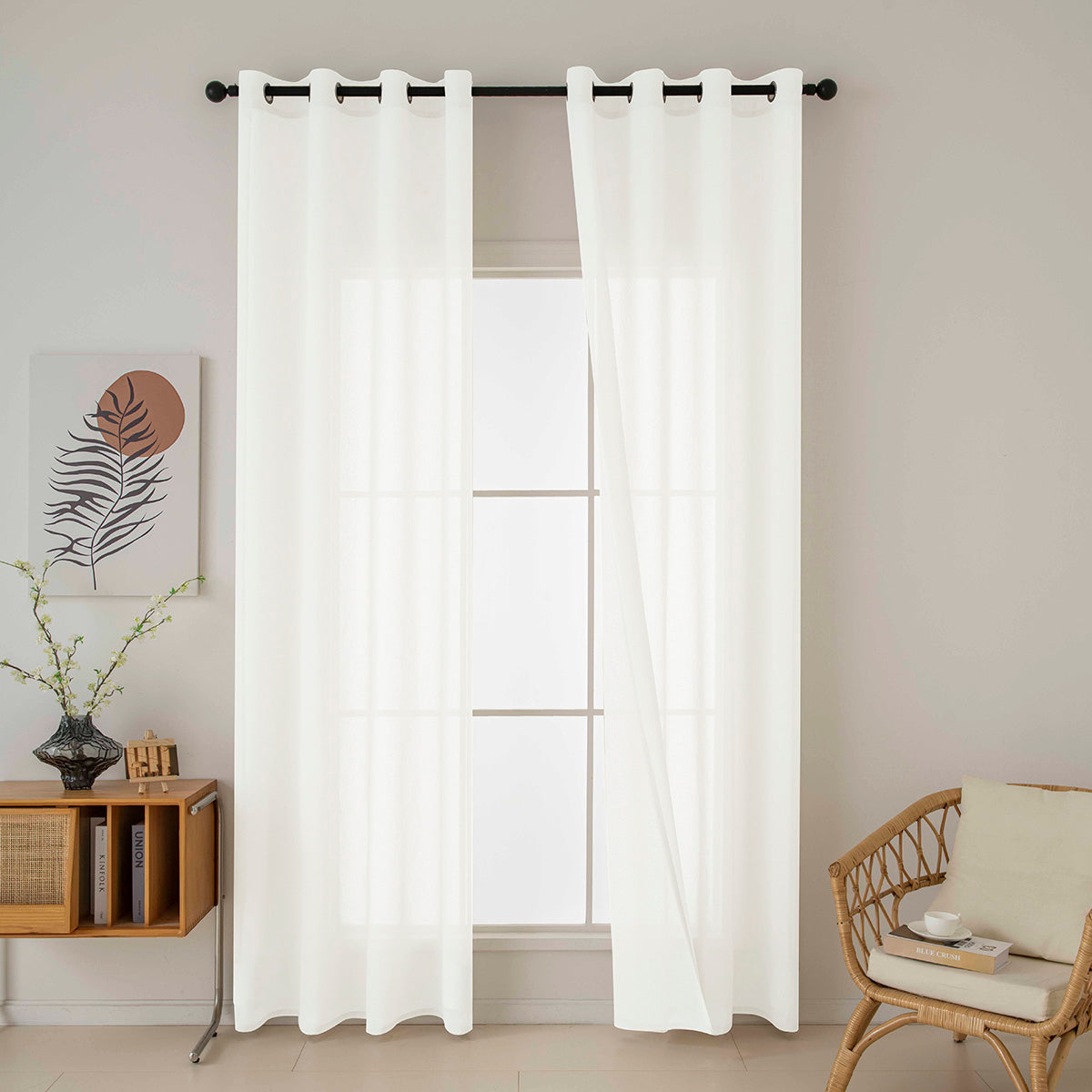 Κουρτίνα Γάζα Μονόχρωμη με 8 Μεταλλικούς Κρίκους Fit Art 8447 140x270εκ Εκρού