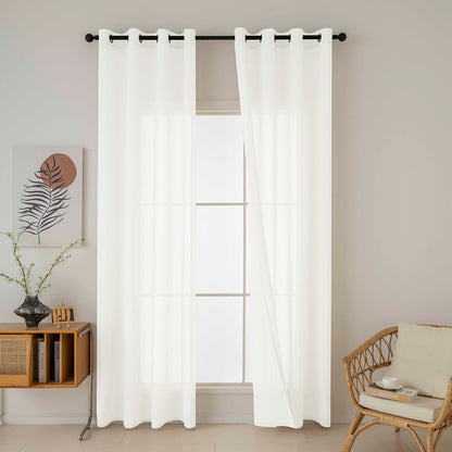 Κουρτίνα Γάζα Μονόχρωμη με 8 Μεταλλικούς Κρίκους Fit Art 8447 140x270εκ Εκρού