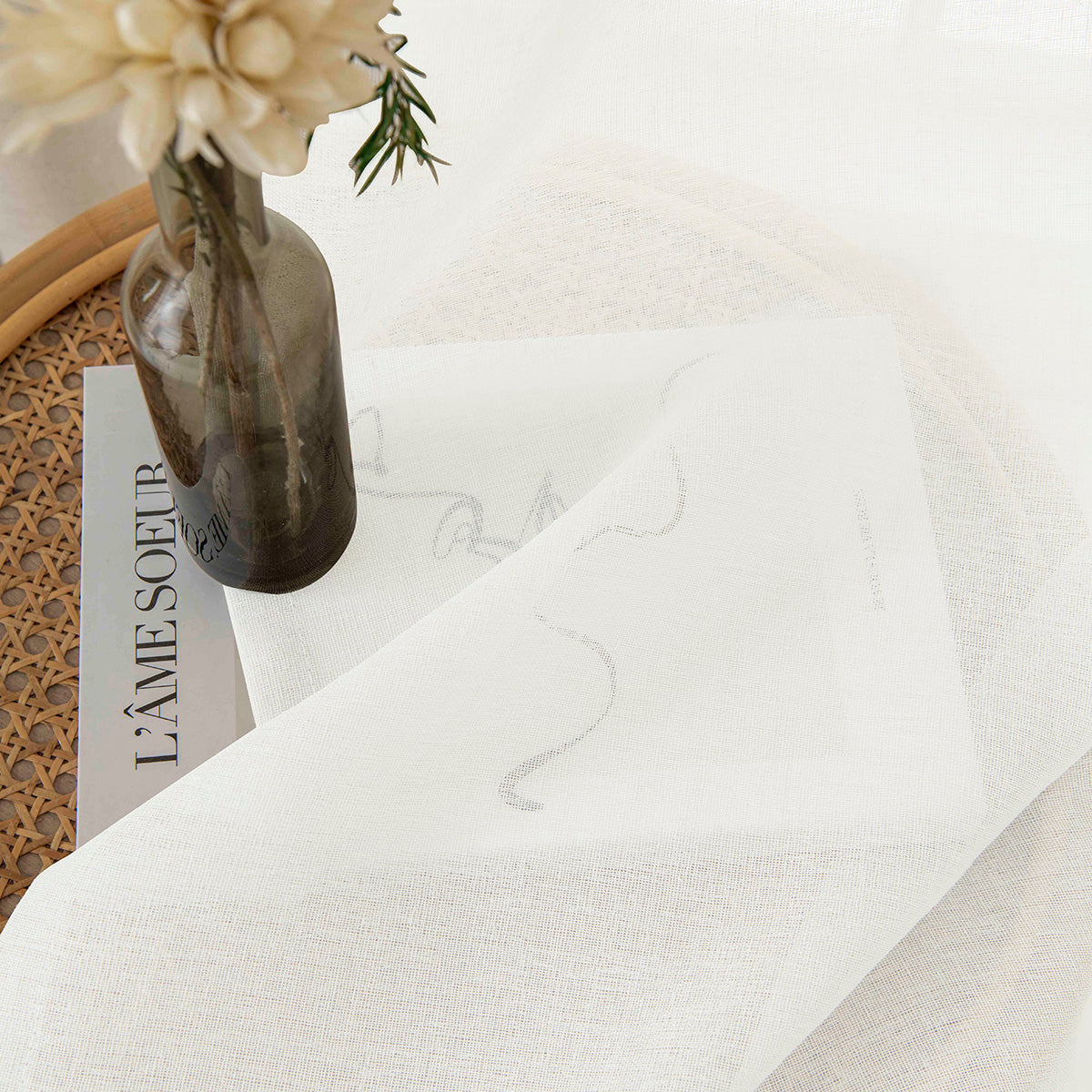 Κουρτίνα Γάζα Μονόχρωμη με 8 Μεταλλικούς Κρίκους Fit Art 8447 140x270εκ Εκρού