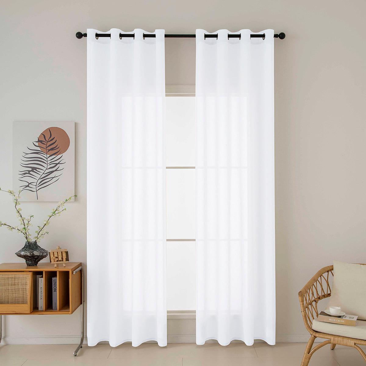 Κουρτίνα Γάζα Μονόχρωμη με 8 Μεταλλικούς Κρίκους Fit Art 8447 140x270εκ Λευκό