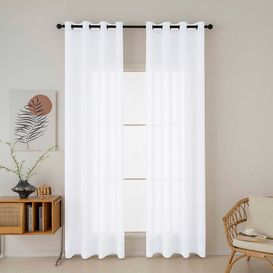 Κουρτίνα Γάζα Μονόχρωμη με 8 Μεταλλικούς Κρίκους Fit Art 8447 140x270εκ Λευκό