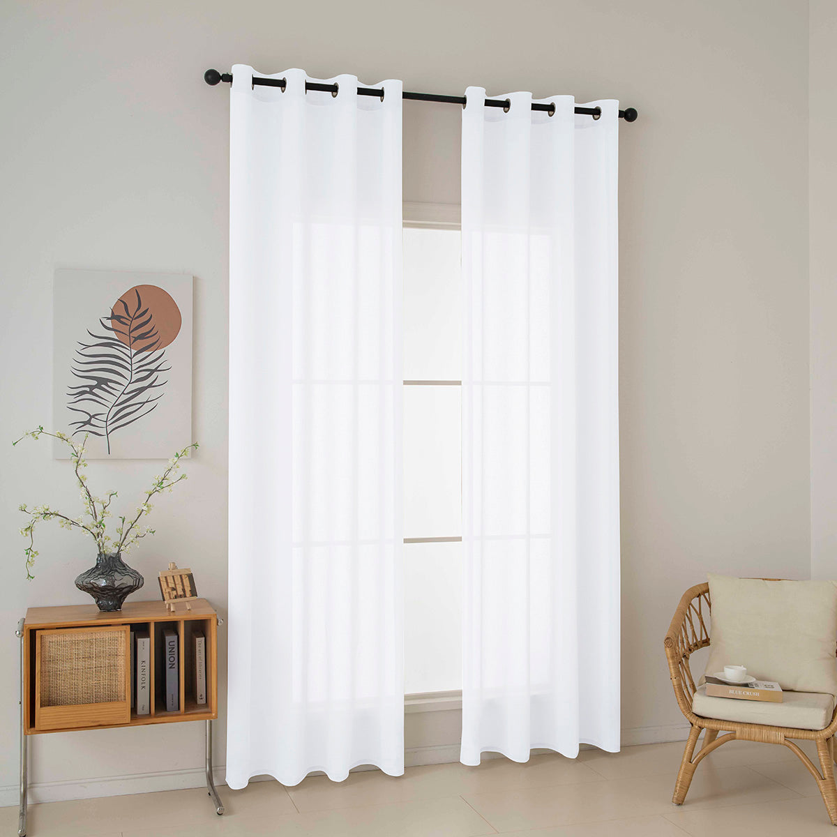 Κουρτίνα Γάζα Μονόχρωμη με 8 Μεταλλικούς Κρίκους Fit Art 8447 140x270εκ Λευκό