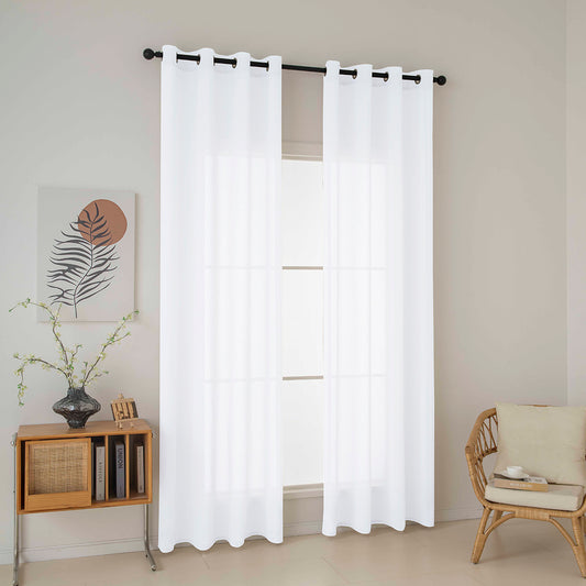 Κουρτίνα Γάζα Μονόχρωμη με 8 Μεταλλικούς Κρίκους Fit Art 8447 140x270εκ Λευκό