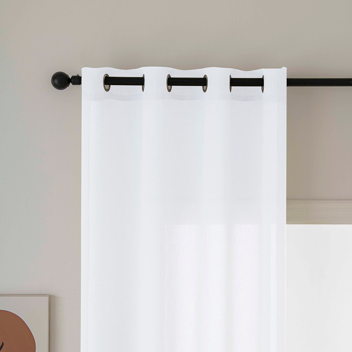 Κουρτίνα Γάζα Μονόχρωμη με 8 Μεταλλικούς Κρίκους Fit Art 8447 140x270εκ Λευκό