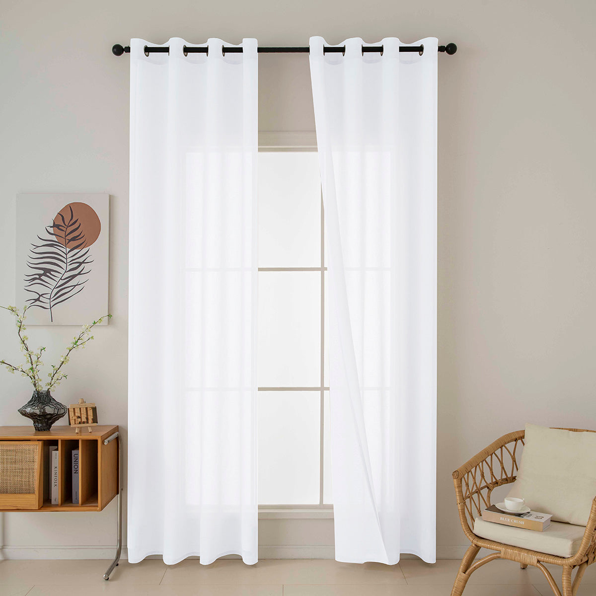 Κουρτίνα Γάζα Μονόχρωμη με 8 Μεταλλικούς Κρίκους Fit Art 8447 140x270εκ Λευκό