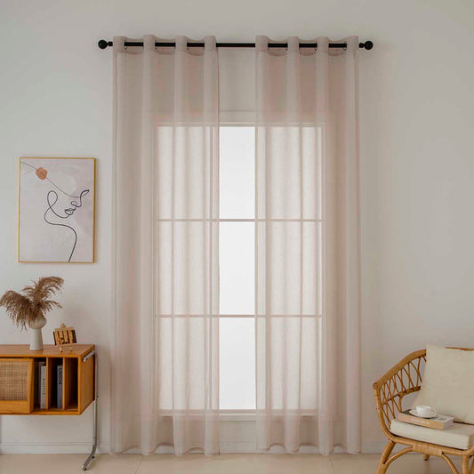 Κουρτίνα Γάζα Μονόχρωμη με 8 Μεταλλικούς Κρίκους Sharp Art 8448 140x270εκ Άμμου